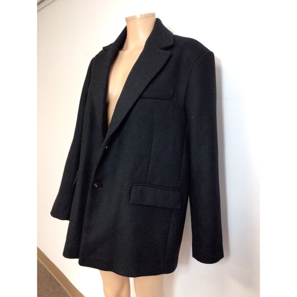 Zara Black Wool Coat Oversized Jacket Womens Medium - Picture 3 of 7